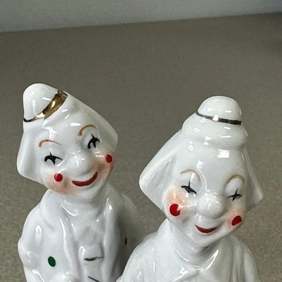 Whimsical White Porcelain Clown Figurines - Picture 8 of 15